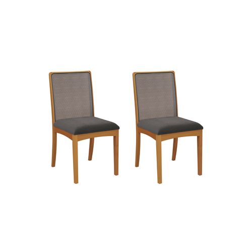 Par de Cadeiras em Madeira Maciça Kappesberg Lara Boucle Chumbo (Tela Chumbo)