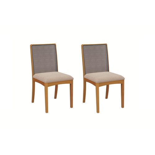 Par de Cadeiras em Madeira Maciça Kappesberg Lara Linho Mesclado Areia (Tela Chumbo)