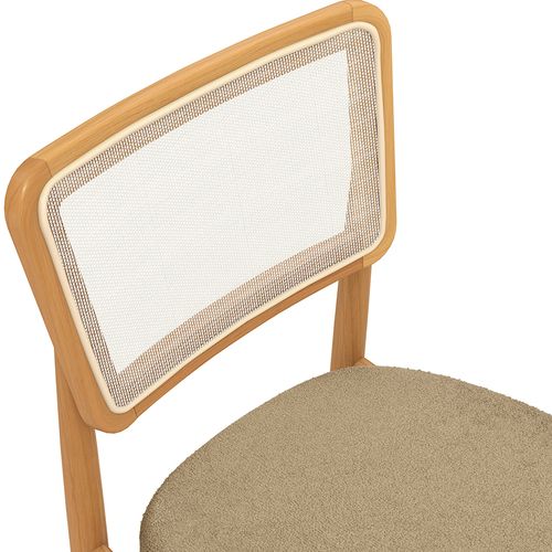 Cadeira em Madeira Maciça Kappesberg Stela Boucle Bege (Tela Bege)