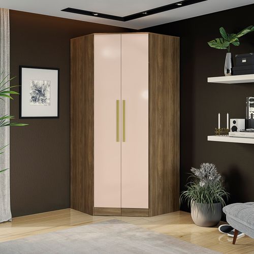 Guarda-Roupa de Canto 2 Portas Kappesberg Adapt Nogueira/Macadâmia