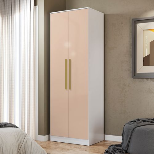 Guarda-Roupa 2 Portas 2 Gavetas Kappesberg Adapt Branco/Macadâmia