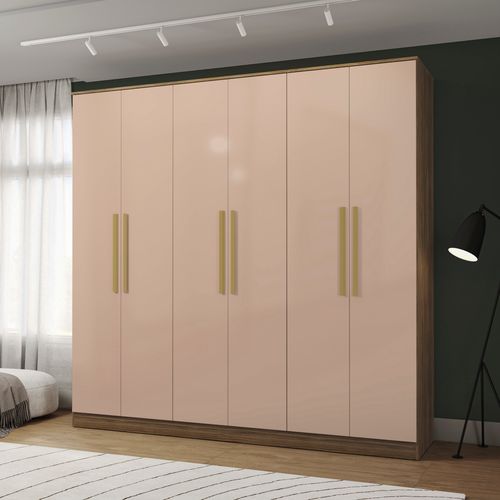 Guarda-Roupa 6 Portas 4 Gavetas Kappesberg Adapt Nogueira/Macadâmia