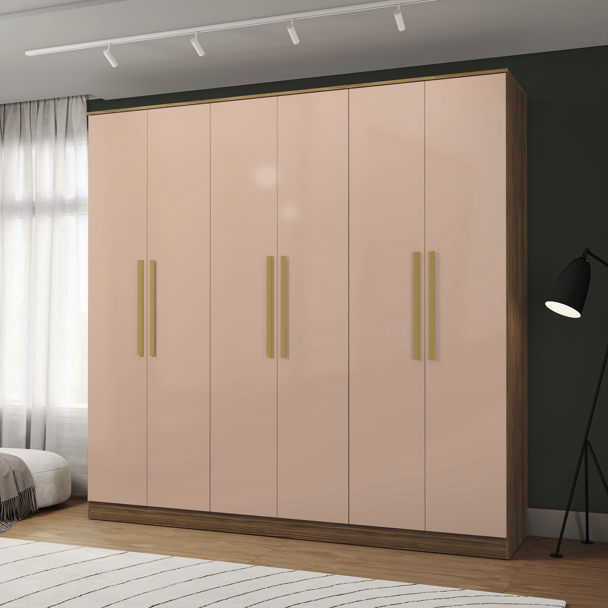 嘉月様 Guarda-Roupa 6 Portas 4 Gavetas Kappesberg Adapt Nogueira