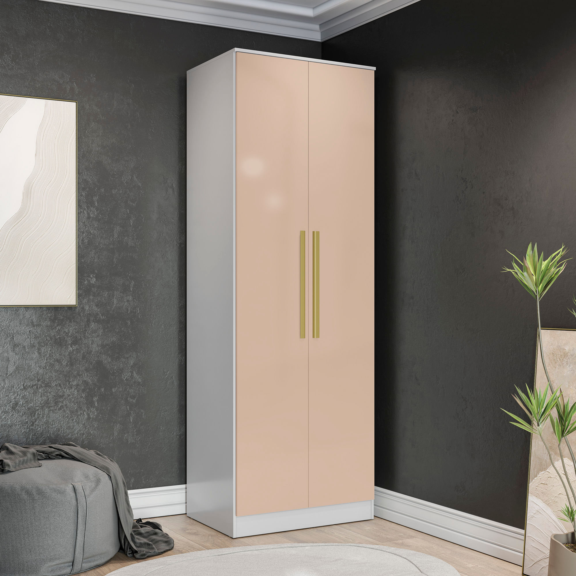 Guarda-Roupa 2 Portas 2 Cabideiros Kappesberg Adapt Nogueira