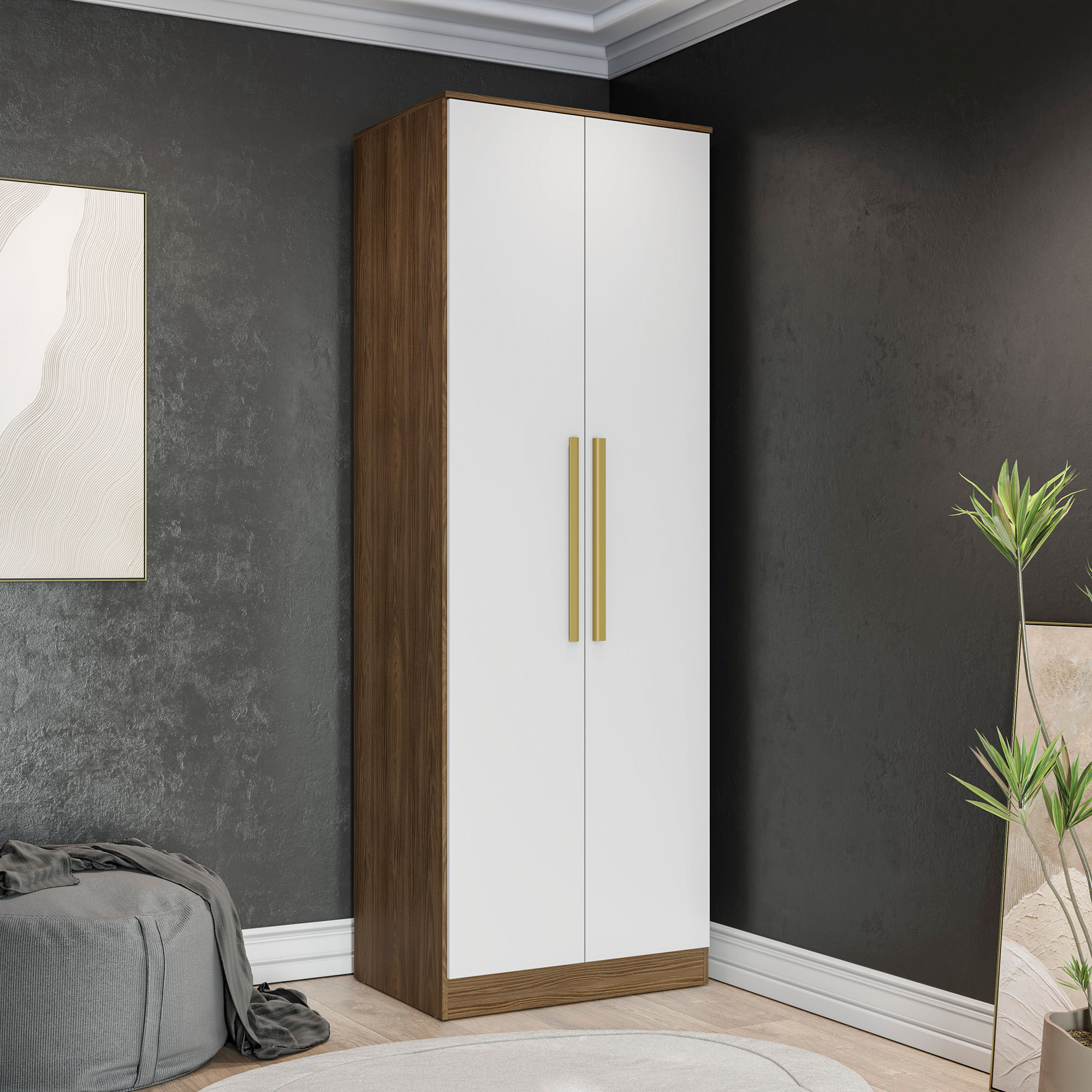 Guarda-Roupa 2 Portas 2 Cabideiros Kappesberg Adapt Nogueira