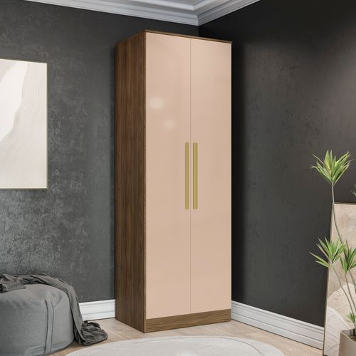 Guarda-Roupa 2 Portas 2 Cabideiros Kappesberg Adapt Nogueira/Macadâmia 80cm