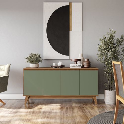 Aparador Buffet Kappesberg 4 Portas Canela/Verde 156cm