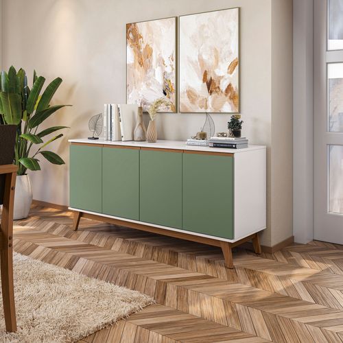 Aparador Buffet Kappesberg 4 Portas Branco/Verde 156cm