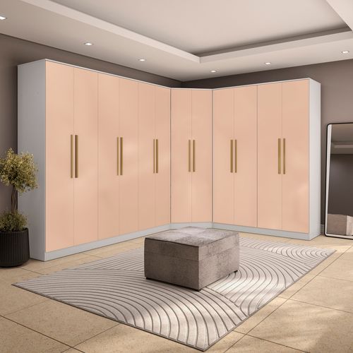Quarto Modulado Kappesberg Adapt Branco/Macadâmia 12 Portas 342cm x 263cm