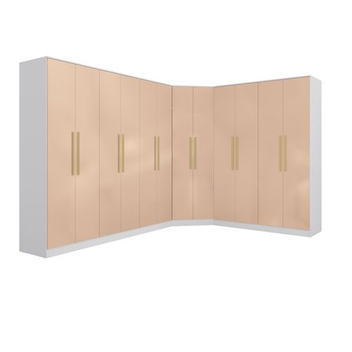 Quarto Modulado Kappesberg Adapt Branco/Macadâmia 12 Portas 342cm x 263cm