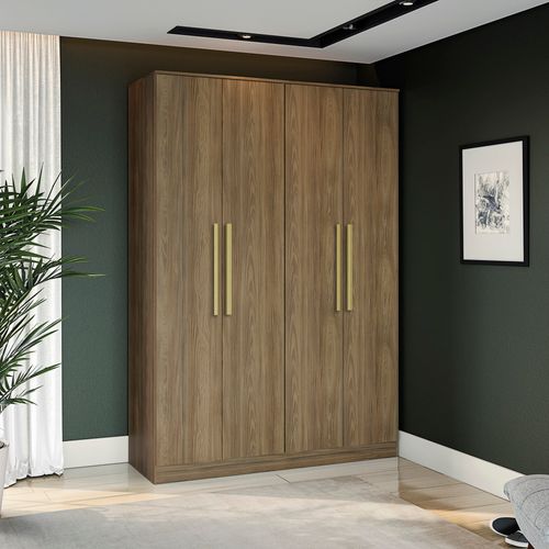 Guarda-Roupa 4 Portas 2 Gavetas Kappesberg Adapt Nogueira