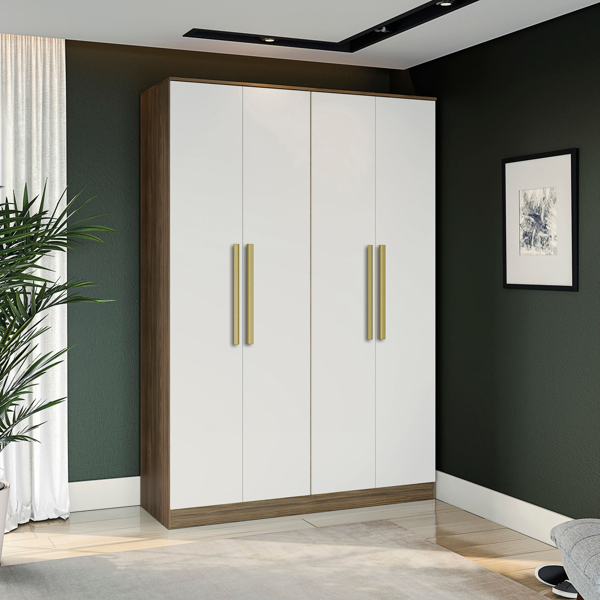 Guarda-Roupa 4 Portas 2 Gavetas Kappesberg Adapt Nogueira