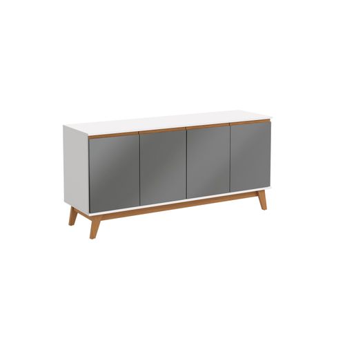 Aparador Buffet Kappesberg 4 Portas Branco/Chumbo 156cm
