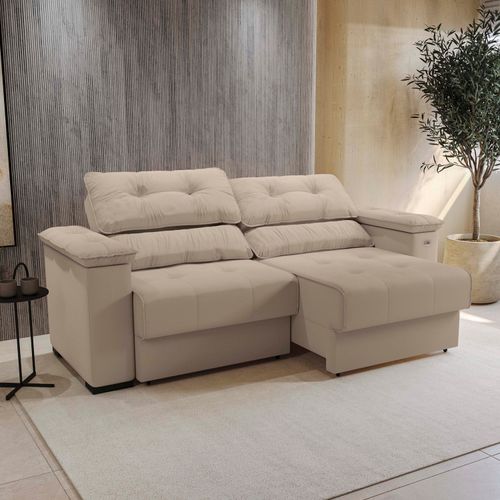 Sofá Retrátil Kappesberg Stelo Suede Bege 230cm