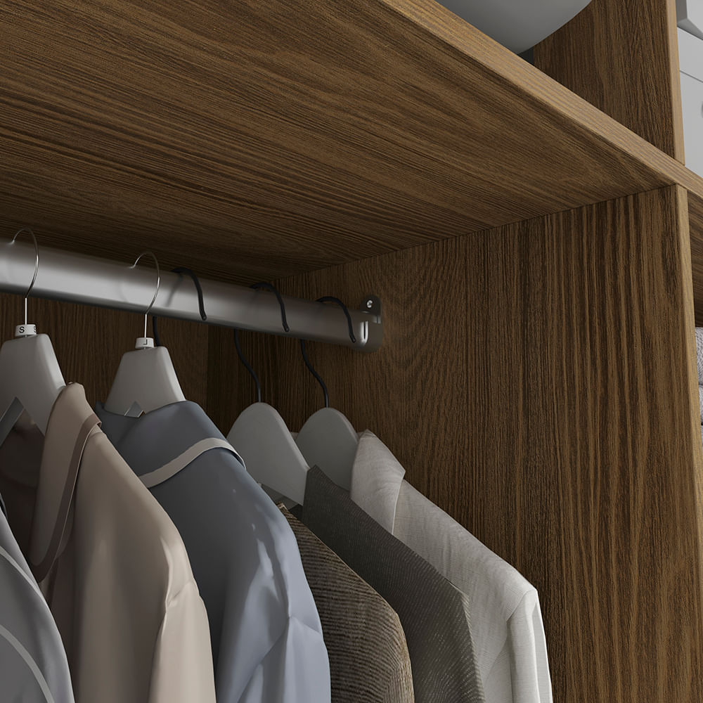 Guarda-Roupa 4 Portas 2 Gavetas Kappesberg Adapt Nogueira