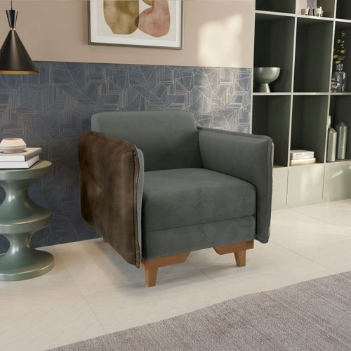 Poltrona Belinda Kappesberg Veludo Chumbo