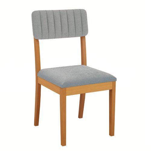 Par de Cadeiras Kappesberg em Madeira Maciça Telma Boucle Cinza