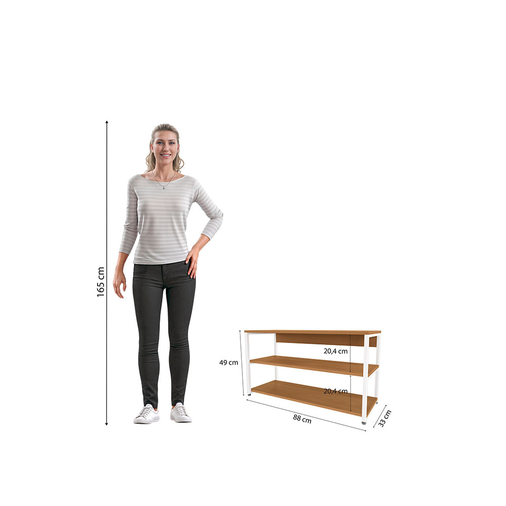 みな Sapateira 3 Prateleiras Kappesberg Canela/Branco | FastStore PDP