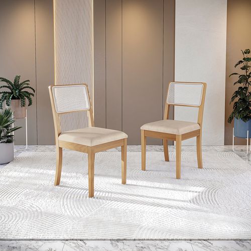 Par de Cadeiras em Madeira Maciça Kappesberg Lola Linho bege (tela bege)