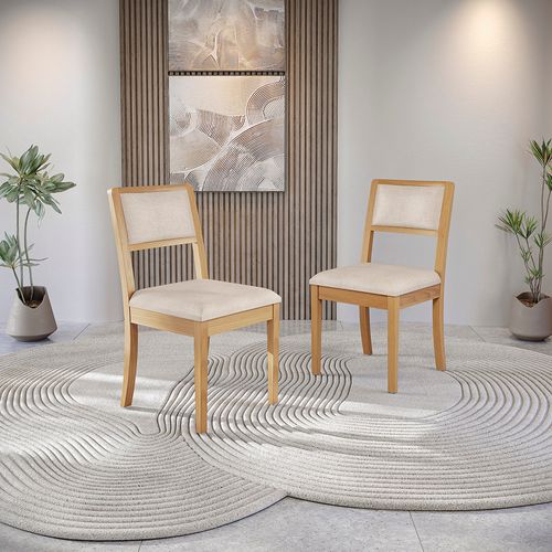 Par de Cadeiras em Madeira Maciça Kappesberg Alice Linho Bege