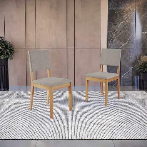 Par de Cadeiras em Madeira Maciça Kappesberg Dora Linho Cinza Mesclado