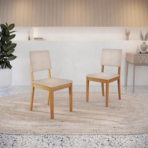 Par de Cadeiras em Madeira Maciça Kappesberg Dora Linho Bege