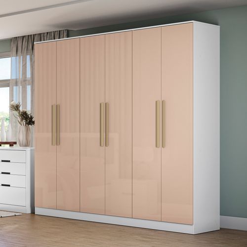 Guarda-Roupa 6 Portas 4 Gavetas Kappesberg Adapt Branco/Macadâmia