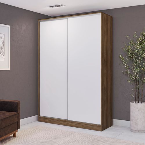 Guarda-Roupa 2 Portas de Correr 2 Gavetas Kappesberg Adapt Nogueira/Branco