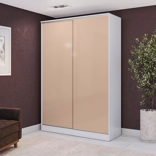 Guarda-Roupa 2 Portas de Correr 2 Gavetas Kappesberg Adapt Branco/Macadâmia