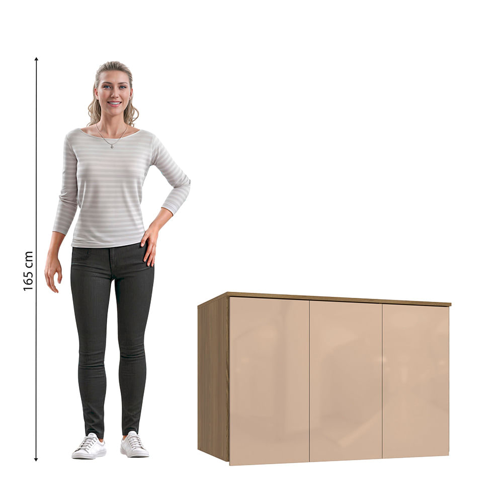 Armário Aéreo 3 Portas Kappesberg Adapt Nogueira/Macadâmia