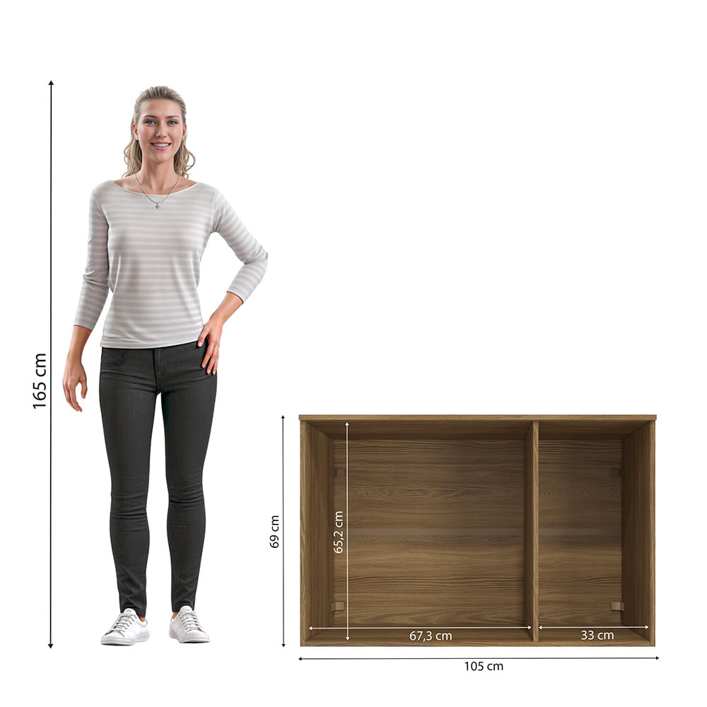 Armário Aéreo 3 Portas Kappesberg Adapt Nogueira/Macadâmia