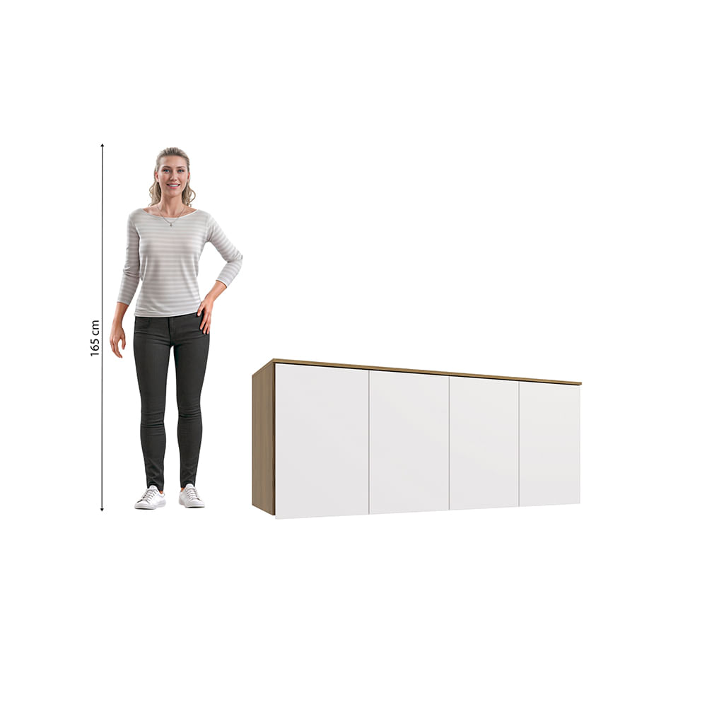 Armário Aéreo 4 Portas Kappesberg Adapt Nogueira/Branco 175cm