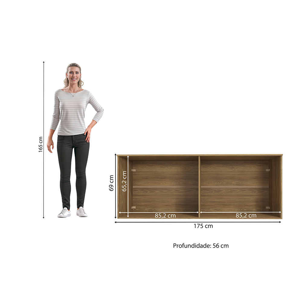 Armário Aéreo 4 Portas Kappesberg Adapt Nogueira/Branco 175cm