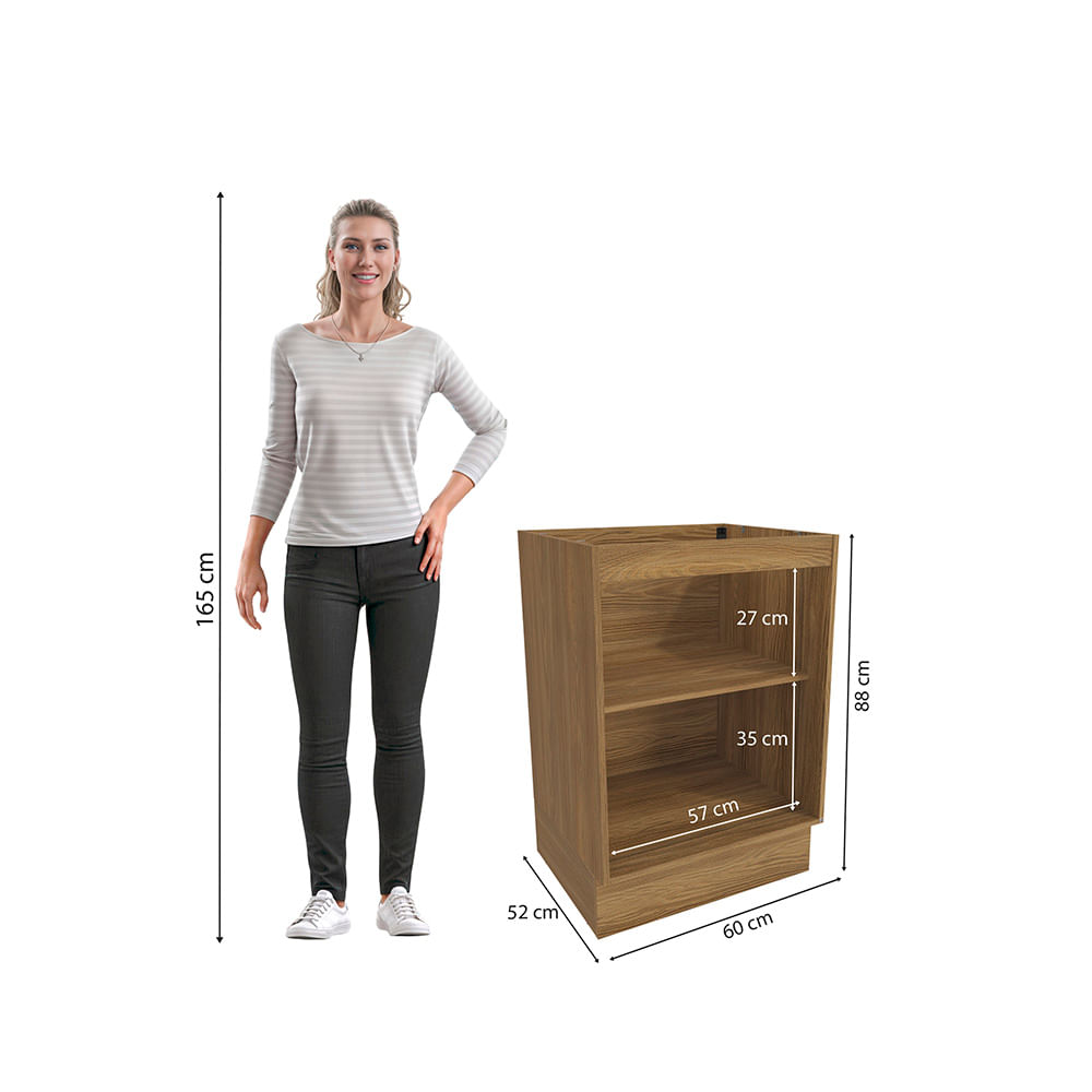 Balcão Celeste Kappesberg 100% MDF 1 Porta Nogueira 60cm