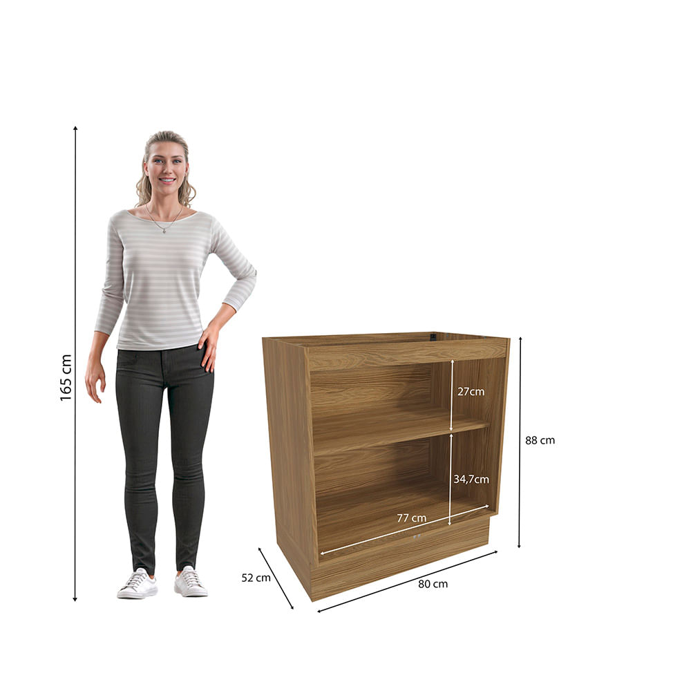 Balcão Celeste Kappesberg 100% MDF 2 Portas Nogueira/Azul 80cm