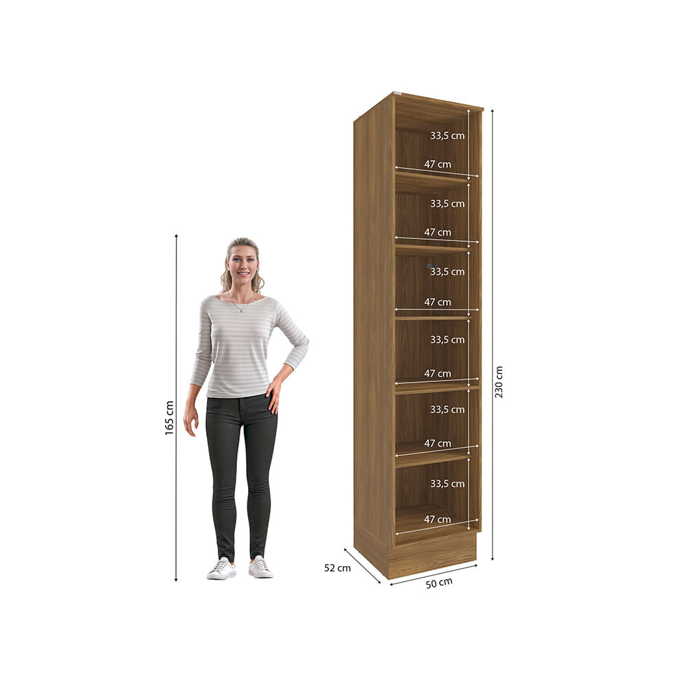 Paneleiro Celeste Kappesberg 100% MDF 1 Porta Nogueira/Azul 50cm