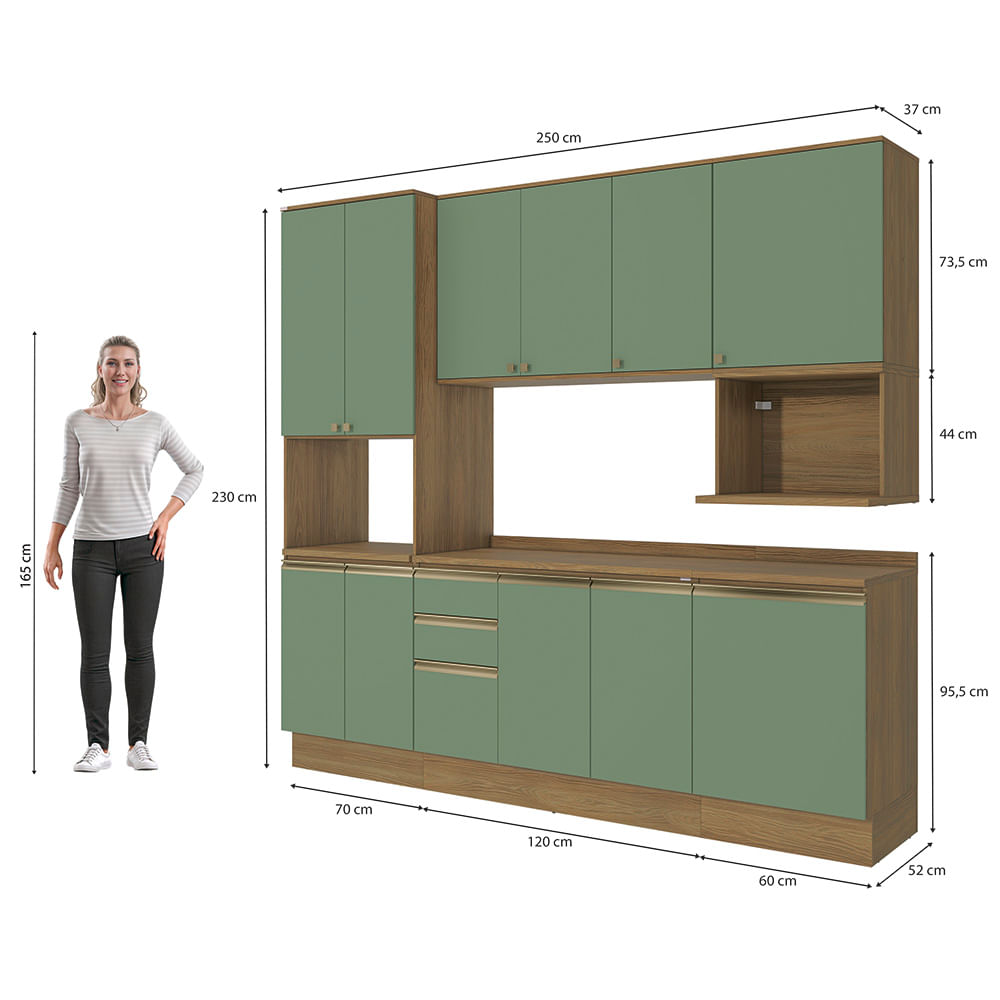 Armário de Cozinha Compacta Nicho Micro-ondas 100% MDF 250cm