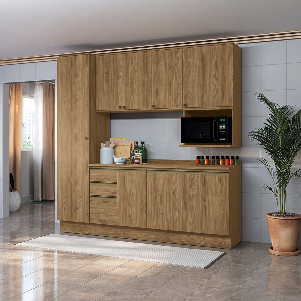 【ニューマン】 Armário de Cozinha Compacta Nicho Micro-ondas 100% MDF 230cm