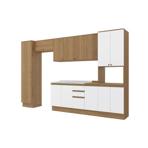 Cozinha Modulada Celeste Kappesberg 100% MDF Nogueira/Branco 8 Peças
