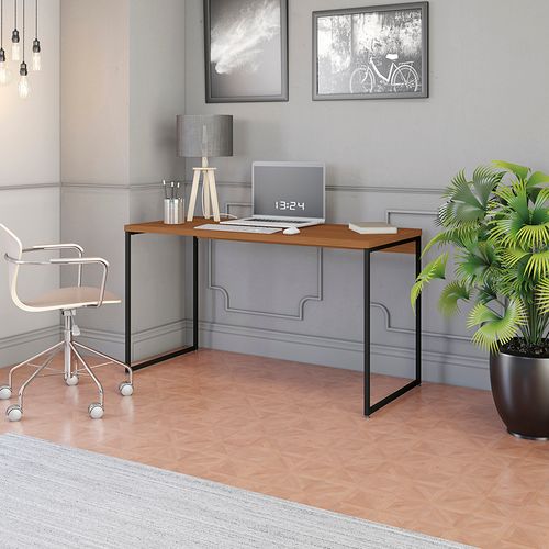 Mesa De Escritório Escrivaninha Kappesberg Industrial Canela/Preto Fosco 136cm