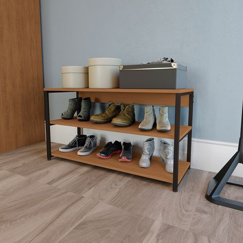 Sapateira 3 Prateleiras Kappesberg Canela/Preto fosco