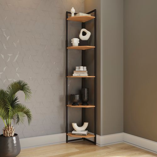 Estante Cantoneira 5 Prateleiras Kappesberg Canela/Preto fosco