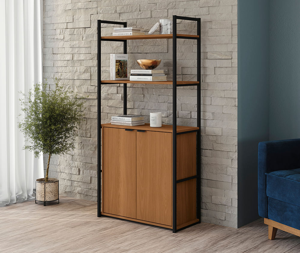 Estante Alta Kappesberg Canela/Preto fosco 72cm | FastStore PDP