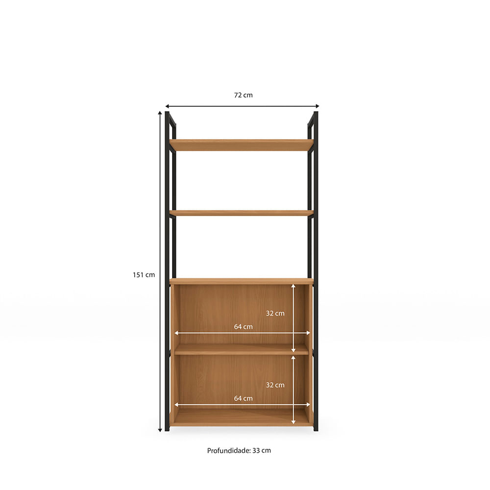 Estante Alta Kappesberg Canela/Preto fosco 72cm | FastStore PDP