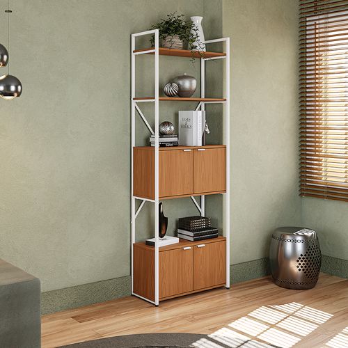 Estante Alta 4 Portas Kappesberg Canela/Branco