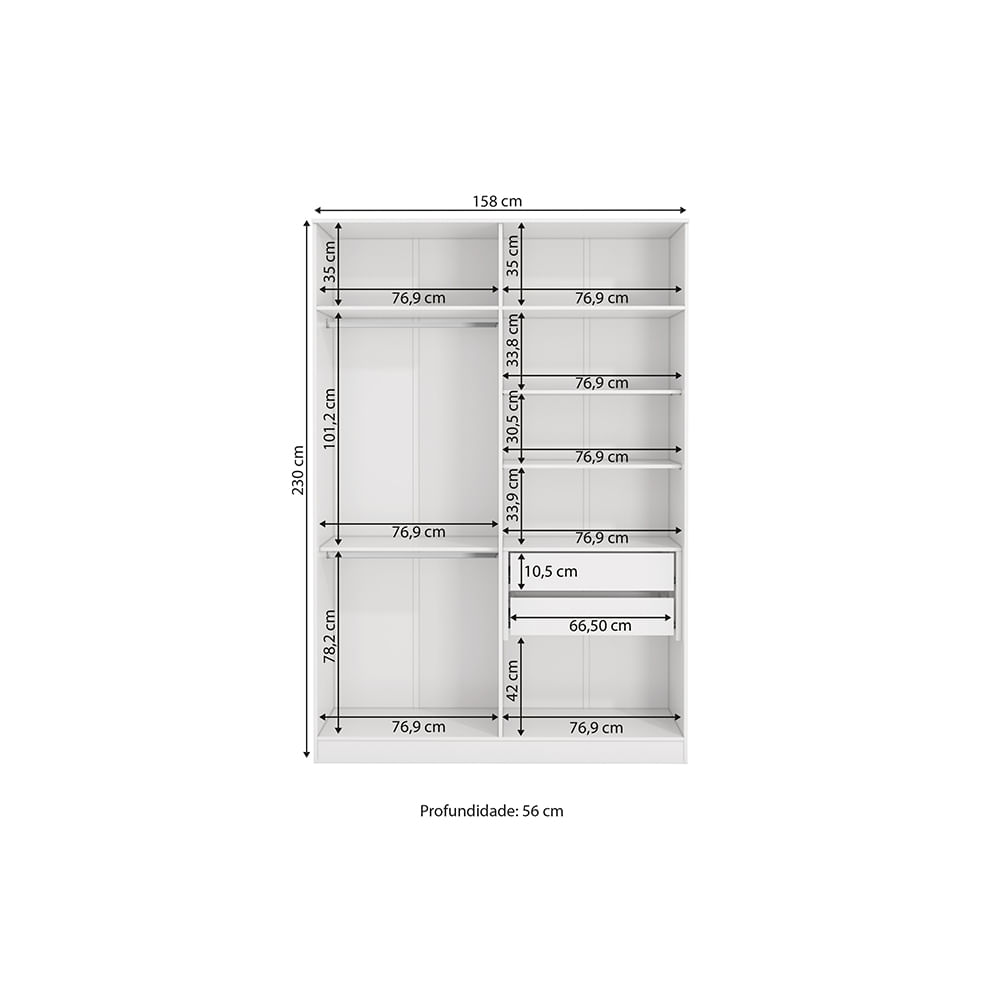 Guarda-Roupa Sem Portas Closet 2 Gavetas Kappesberg Adapt Branco