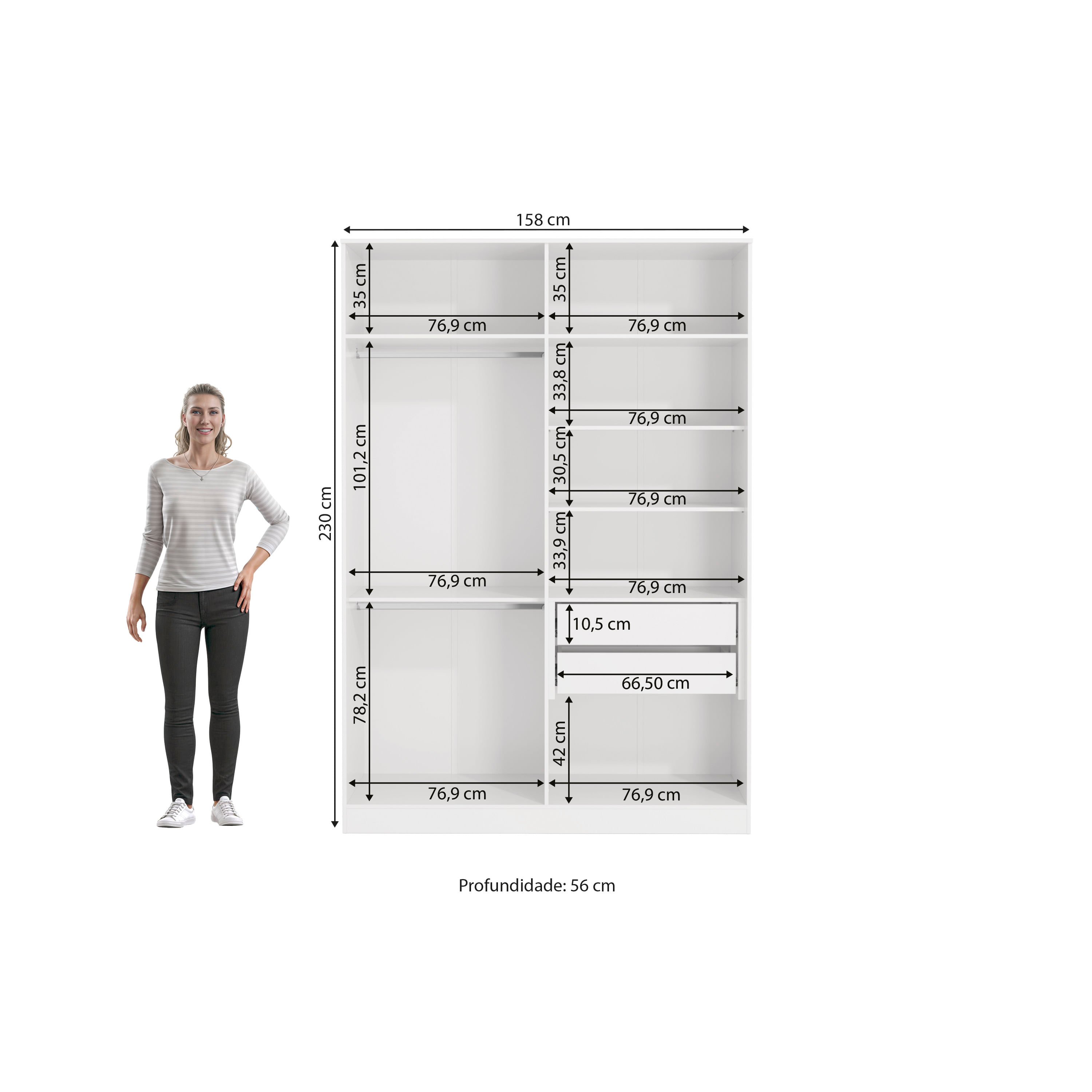 APCGS2点セット Guarda-roupa 7 Portas e 8 Gavetas Absolut 288cm 4327 com Espelho
