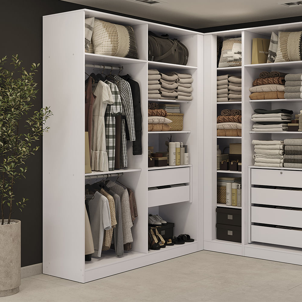 Guarda-Roupa Sem Portas Closet 2 Gavetas Kappesberg Adapt Branco