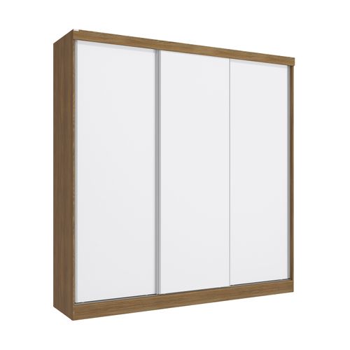 Guarda-Roupa Casal Kappesberg 3 Portas Reversiveis de Correr 2 Cabideiros Nogueira/Macadâmia
