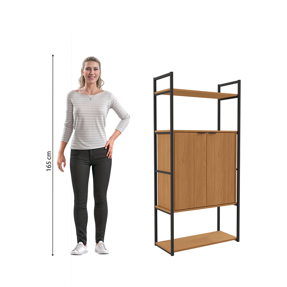 Estante Alta Kappesberg Canela/Preto fosco 72cm | FastStore PDP